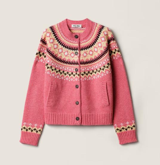 26FW 미우미우 스웨터 MMF00ZSOOO18SI F0028 ROSA