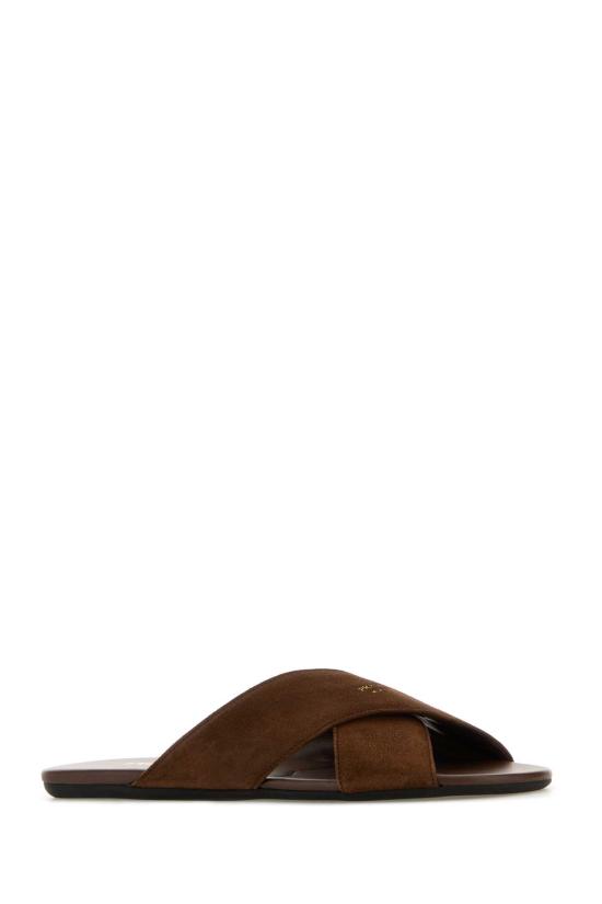 26SS 프라다 스웨이드 슬라이드 1XX768F005103 F0324 Brown - PRADA