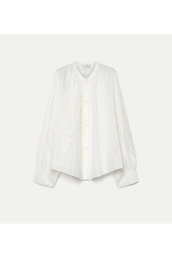  포르테포르테 블라우스 Forte Forte Lunamaris 자수 Co/Se Voile 보헤미안 셔츠 Avorio