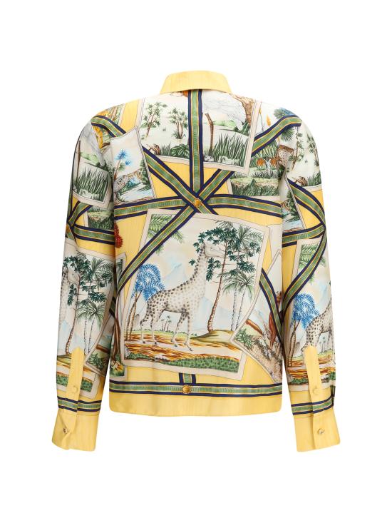 26SS 구찌 프린트 실크 트윌 셔츠 856090ZAUK6 7313 YELLOW - GUCCI