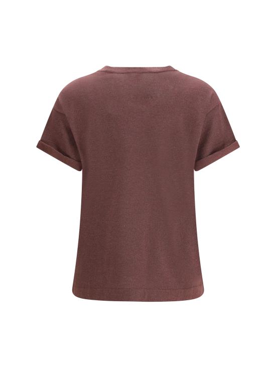26SS 브루넬로 쿠치넬리 스파클링 캐시미어 실크 니트 티셔츠 M41810000 C9275 BORDEAUX - BRUNELLO CUCINELLI
