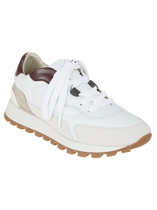 26SS 브루넬로 쿠치넬리 샤이니 디테일 카프스킨 & 스웨이드 러닝 스니커즈 MZGSG3028 C7592 - BRUNELLO CUCINELLI