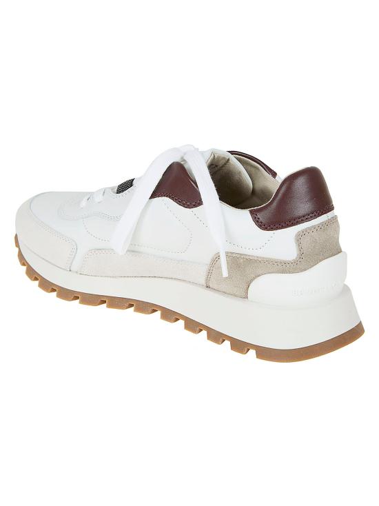 26SS 브루넬로 쿠치넬리 샤이니 디테일 카프스킨 & 스웨이드 러닝 스니커즈 MZGSG3028 C7592 - BRUNELLO CUCINELLI