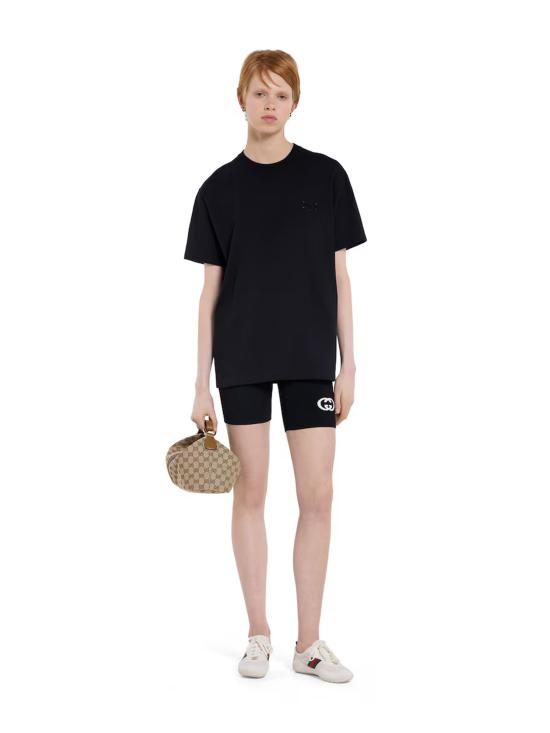 26SS 구찌 자수 코튼 저지 티셔츠 837959XJHMR 1043 Black - GUCCI