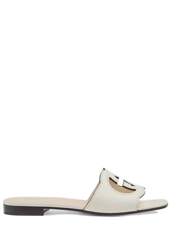 26SS 구찌 인터로킹 G 컷아웃 슬라이드 샌들 694451US000 9022 White