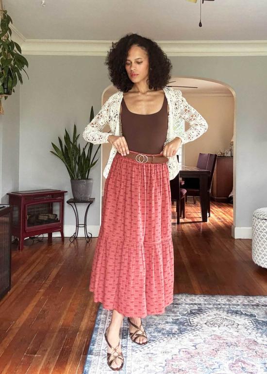  에이스 앤 지그 미디 스커트 에이스앤지그 라라 플라운스 스커트 팔레트 - ACE & JIG