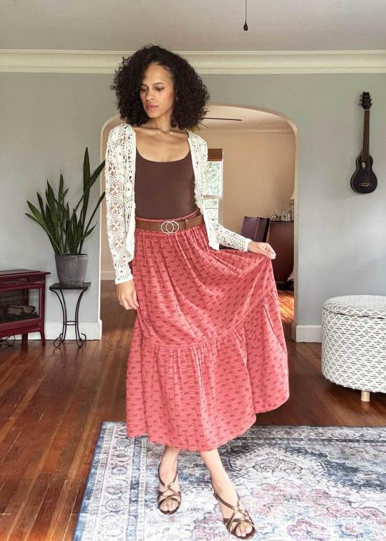  에이스 앤 지그 미디 스커트 에이스앤지그 라라 플라운스 스커트 팔레트 - ACE & JIG