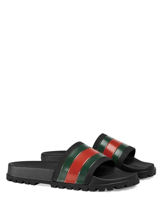 26SS 구찌 웹 러버 슬라이드 샌들 429469GIB10 1098 Black - GUCCI