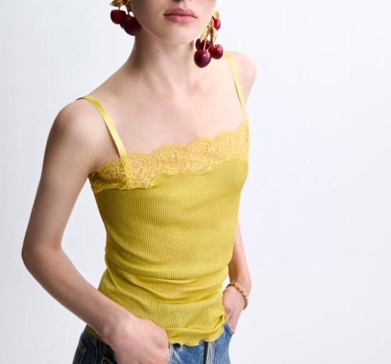 26SS 생로랑 반팔 티셔츠 859373Y37SM 3530 CHARTREUSE - SAINT LAURENT