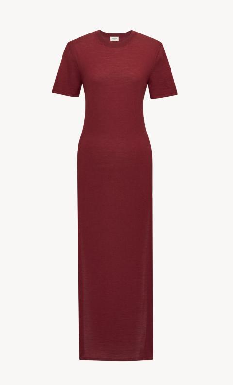 26SS 생로랑 미디 원피스 839059Y76UO 2515 ROUILLE