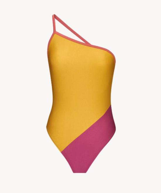 26SS 생로랑 원피스 수영복 854778Y37WN 7128 CURRY FRAMBOISE CORA