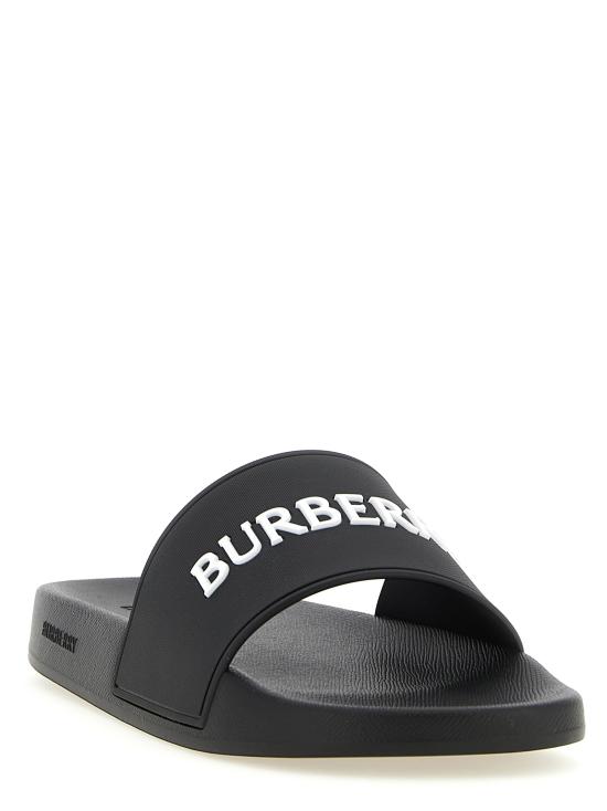 26SS 버버리 로고 슬라이드 8123601BLACKWHITE White Black - BURBERRY