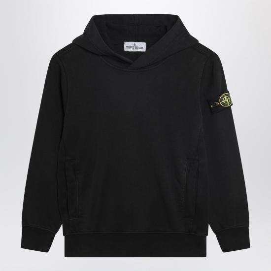 26SS [키즈] 스톤 아일랜드 후드 티셔츠 166100014S0040 Black
