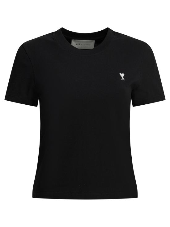 26SS 아미 스몰 하트 로고 코튼 크롭 티셔츠 FTS347 724045 BLACK