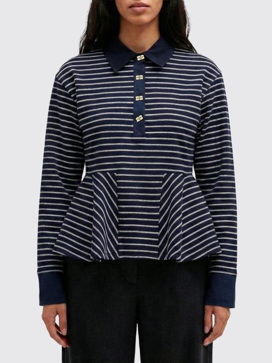 26SS 가니 스트라이프 러플 폴로 티셔츠 A1050063 683 Sky