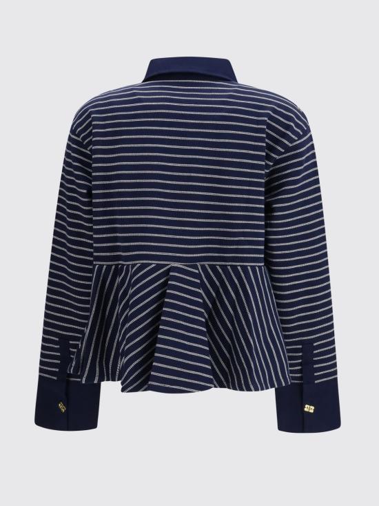 26SS 가니 스트라이프 러플 폴로 티셔츠 A1050063 683 Sky - GANNI