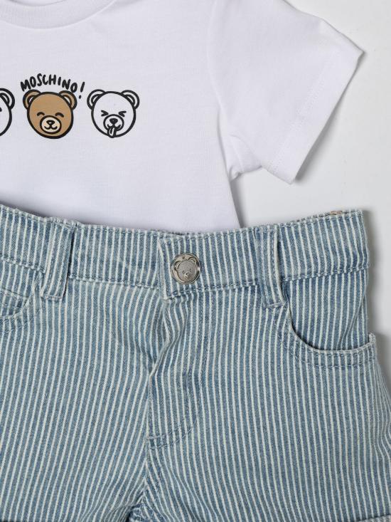 26SS [키즈] 모스키노 오버롤 MUG01OLXE63 86816 Striped - MOSCHINO