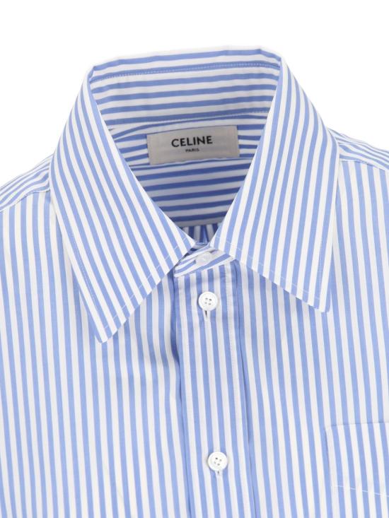 26SS 셀린느 스트라이프 코튼 포플린 크롭 셔츠 RC0941389 CBA0 Clear Blue - CELINE