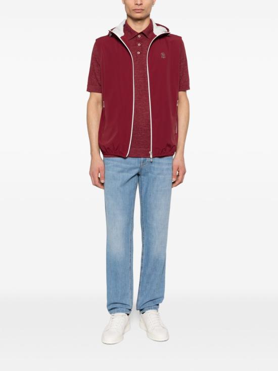 26SS 브루넬로 쿠치넬리 멤브레인 나일론 웨이스트코트 MM49A7450G C1830 Red - BRUNELLO CUCINELLI