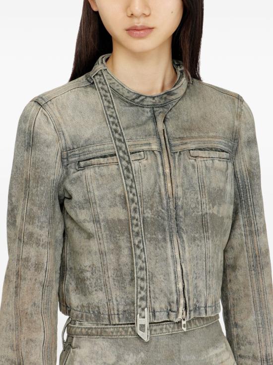 26SS 디젤 드-사픽스-Fsi1 크롭트 재킷 인 코튼-헴프 새틴 데님 A23766 09P2402 - DIESEL