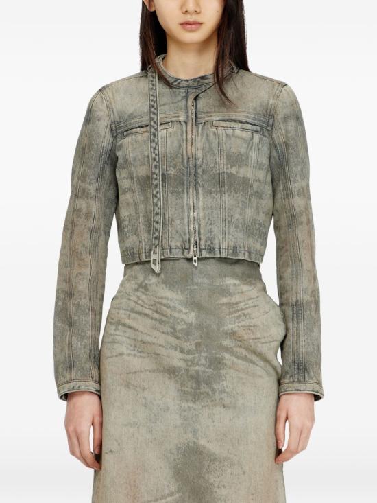 26SS 디젤 드-사픽스-Fsi1 크롭트 재킷 인 코튼-헴프 새틴 데님 A23766 09P2402 - DIESEL