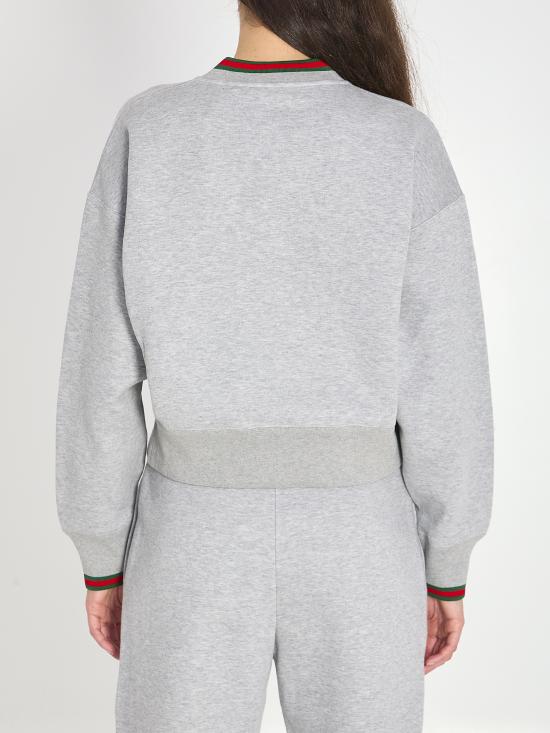 26SS 구찌 웹 코튼 저지 스웨트셔츠 847933XJHIR1160 grey - GUCCI