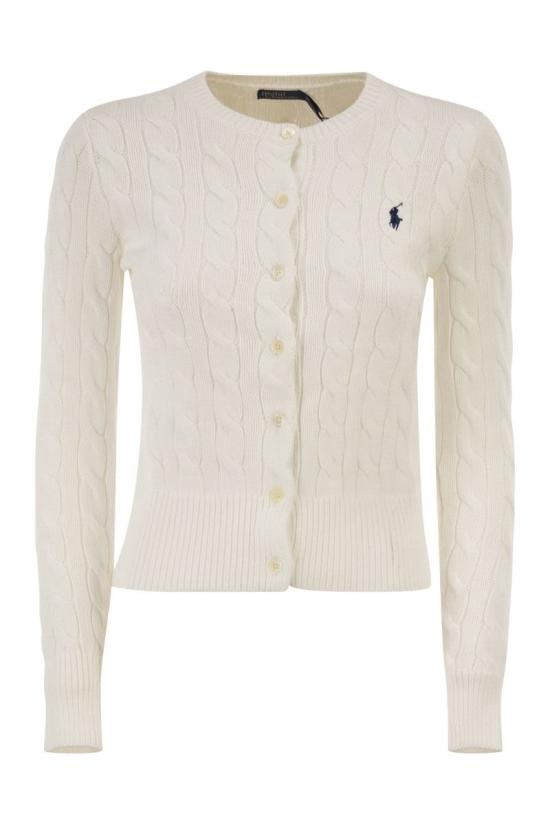  폴로 랄프로렌 폴로 자수 케이블 니트 가디건 211971868 007 WHITE