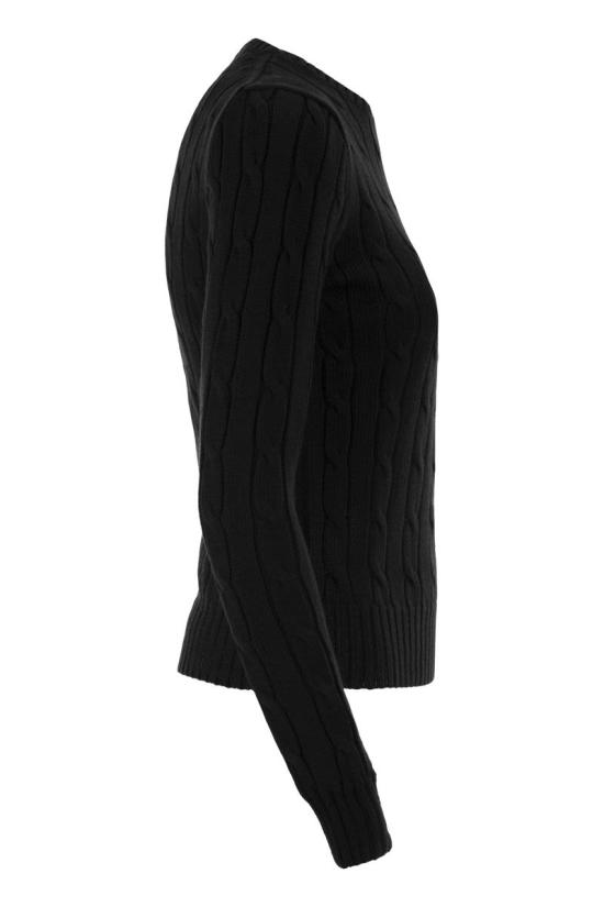  폴로 랄프로렌 포니 로고 피마코튼 케이블 니트 스웨터 211971869 006 BLACK - POLO RALPH LAUREN