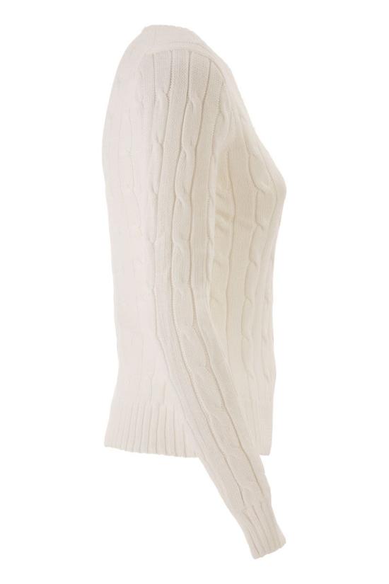  폴로 랄프로렌 포니로고 피마 코튼 케이블 니트 V넥 스웨터 211971870 003 WHITE - POLO RALPH LAUREN