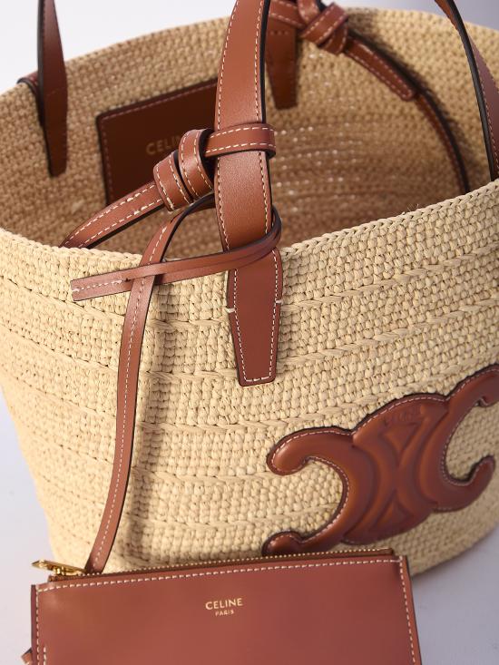 26SS 셀린느 라피아 앤 카프스킨 틴 서플 클래식 파니에 115802FF7 04LU TAN - CELINE