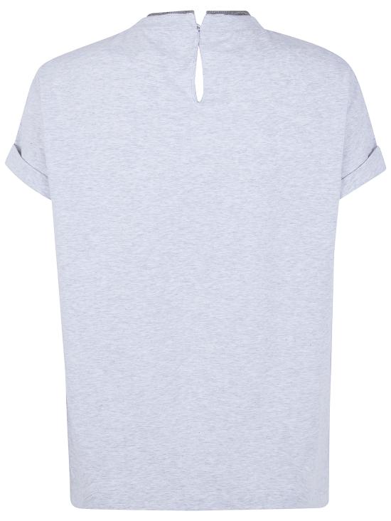 26SS 브루넬로 쿠치넬리 콘트라스트 트림 코튼 티셔츠 M0T18BD200098 C8003 GREY - BRUNELLO CUCINELLI