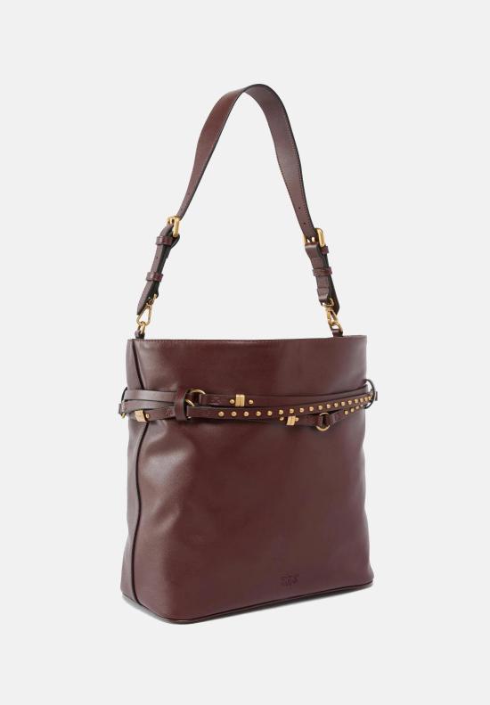 26SS 핑코 토트백 106339A0QO R49Q Burgundy wine antigue gold - PINKO