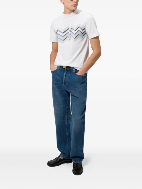 26SS 미소니 반팔 티셔츠 BS26SL00BJ00QP S01KI WHITE LIGHT BLUE - MISSONI