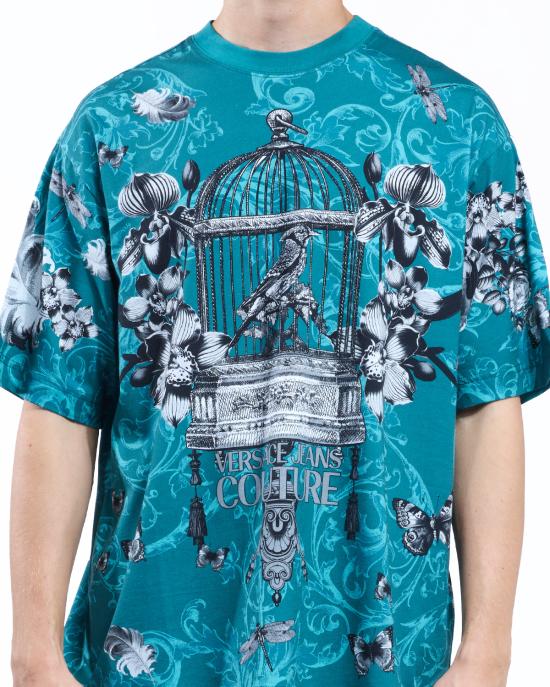 25FW 베르사체 반팔 티셔츠 79GAH6XC JS506 U20 VERDE ACQUA - VERSACE