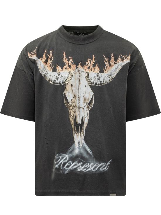 26SS 리프레젠트 반팔 티셔츠 MLM100592 04 STAINED BLACK