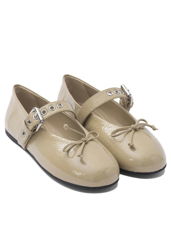  미우미우 가죽 발레리나 플랫 슈즈 5F210EH27F0036 F 005 Beige - MIU MIU