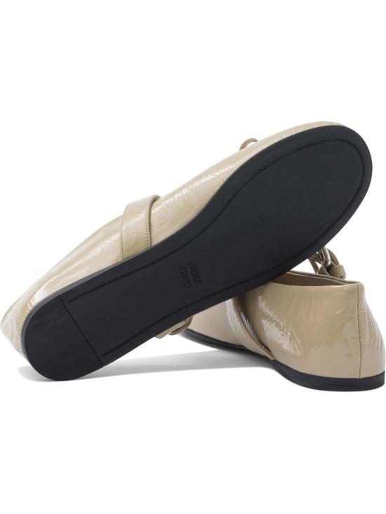  미우미우 가죽 발레리나 플랫 슈즈 5F210EH27F0036 F 005 Beige - MIU MIU