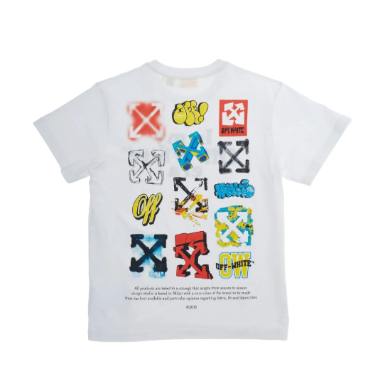 26SS [키즈] 오프화이트 티셔츠 44BAA002S26J007 100 White - OFF WHITE