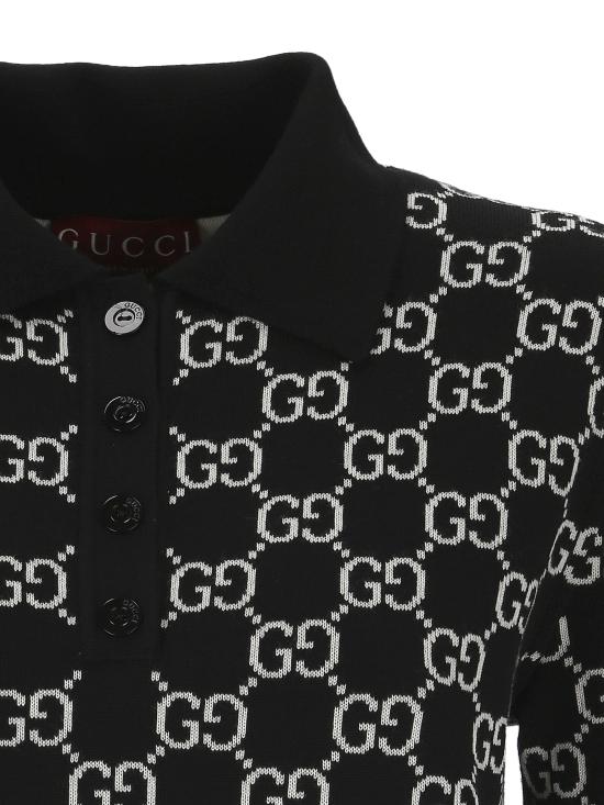 26SS 구찌 GG 리버시블 울 자카드 폴로 티셔츠 814273 XKEJP1070 Black - GUCCI