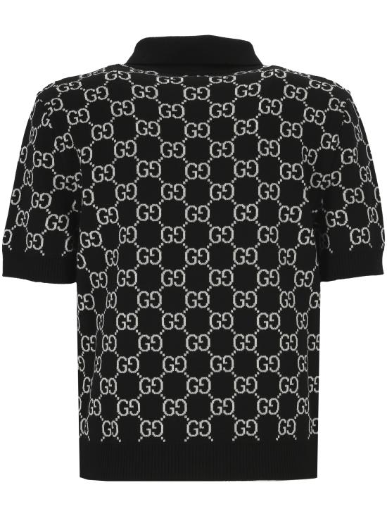 26SS 구찌 GG 리버시블 울 자카드 폴로 티셔츠 814273 XKEJP1070 Black - GUCCI