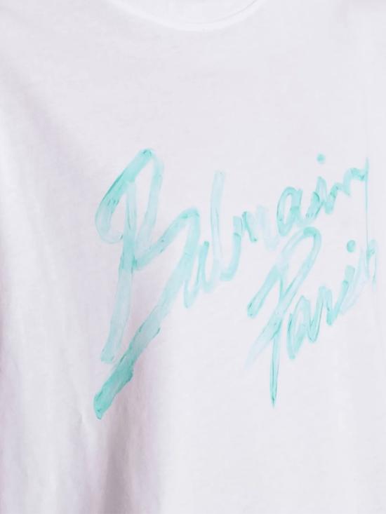 26SS 발망 반팔 티셔츠 GF1EG110BD41 GXF BLANC VERT PALE - BALMAIN