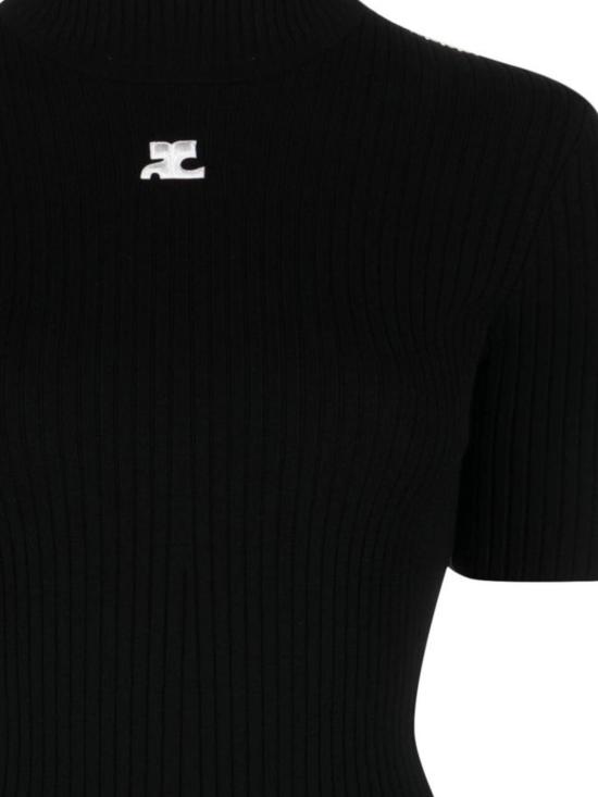 26SS 쿠레쥬 리에디션 니트 탑 숏슬리브 PERMPU026FI0001 9999 Black - COURREGES