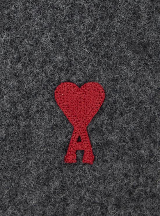 26SS 아미 스몰 하트 로고 울 클래식 머플러 BFUSF405334061 Grey - AMI