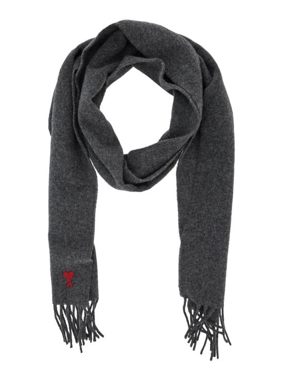 26SS 아미 스몰 하트 로고 울 클래식 머플러 BFUSF405334061 Grey - AMI