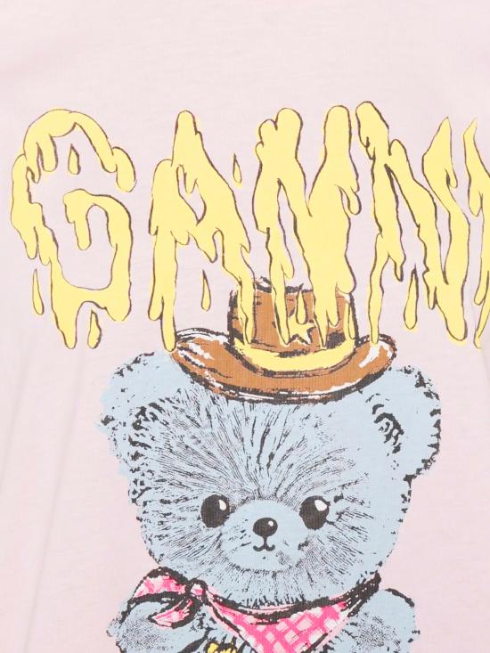 26SS 가니 코튼 저지 카우보이 베어 프린트 티셔츠 A1050074 868 Chalk pink - GANNI