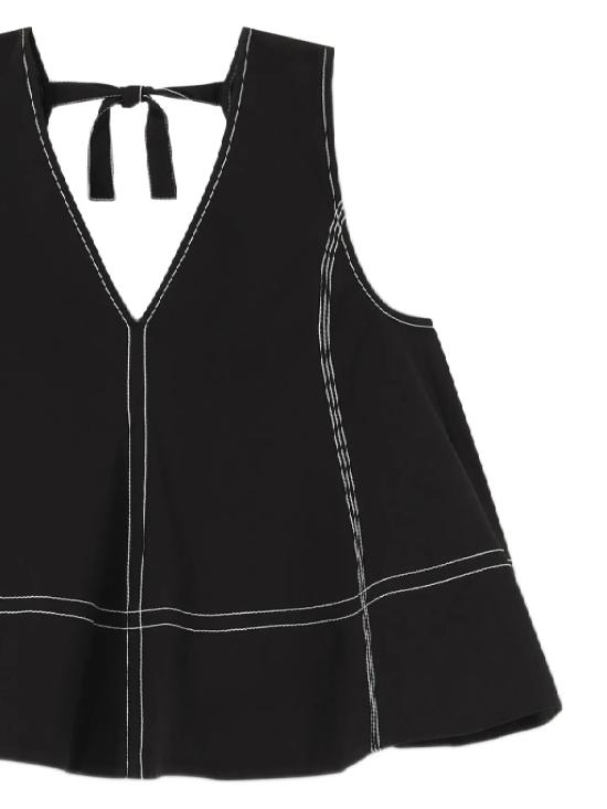 26SS 가니 코튼 A라인 슬리브리스 탑 A1040068 099 Black - GANNI