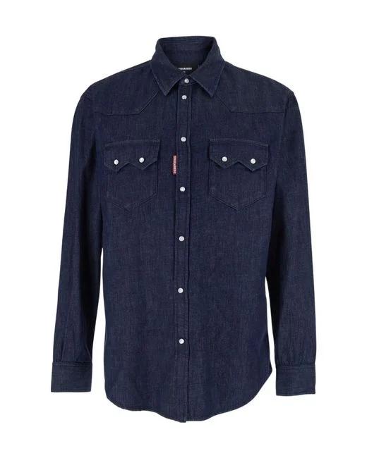 26SS 디스퀘어드2 긴팔 셔츠 S74DM1025D30029 470 NAVY BLUE