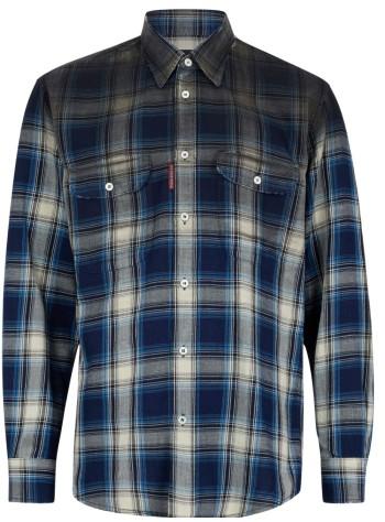 26SS 디스퀘어드2 긴팔 셔츠 S74DM0993D35206 001F BLUE NAVY WHITE