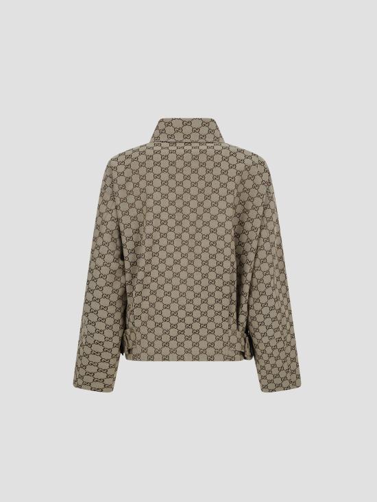 26SS 구찌 GG 캔버스 봄버 재킷 842660ZAF4S 2580 CAMEL EBONY - GUCCI