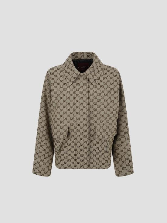 26SS 구찌 GG 캔버스 봄버 재킷 842660ZAF4S 2580 CAMEL EBONY